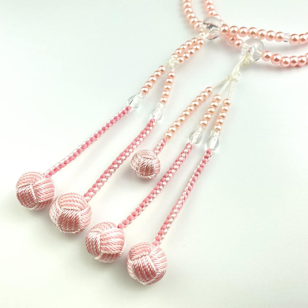 WONDERFUL LOTUS Myorenka Myorenka Soka Gakkai Prayer Beads SGI Prayer Beads for Women and PC Pink Pearl with Acrylic Crystal Temari Tassel Children,
