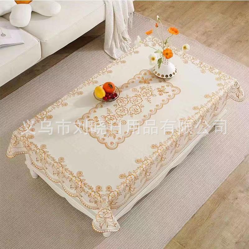 90x140cm Waterproof Heat-Resistant Lace Plastic Tablecloth - Wash-Free European Style for Dining or Coffee Tables