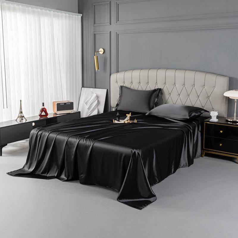 Luxury Natural Mulberry Silk Double Bed Sheet Set Stain High-End King Size Bedsheet Sets Home Solid Color Soft Smooth Bed Cover