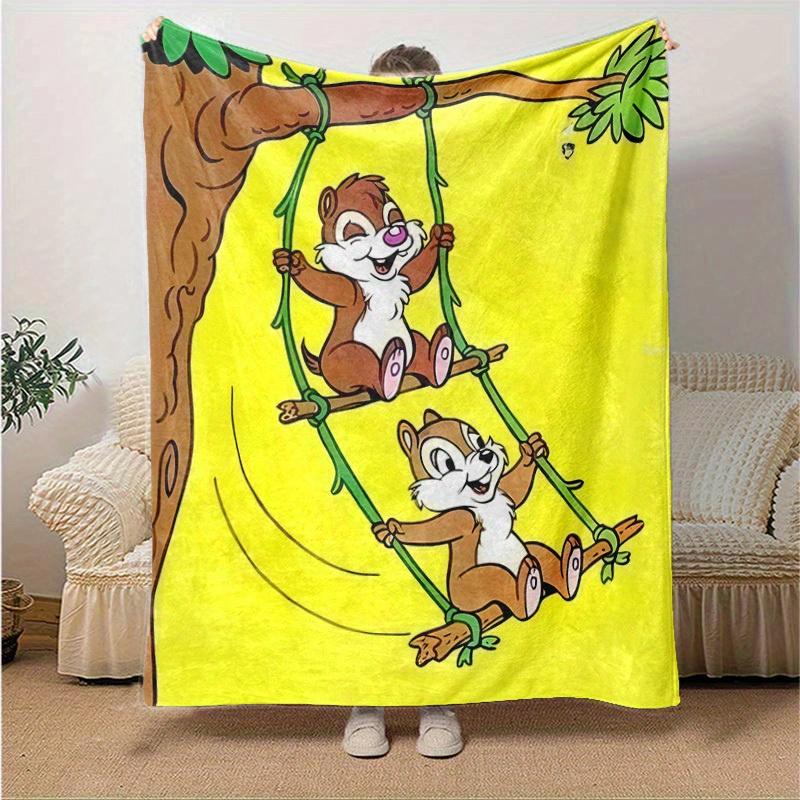 1pc, Disney Chip & Dale Throw Blanket Cute Cartoon Animal Design for Home Decor, Couch Cover, Outdoor Use, Travel, Camping, Car, Beach