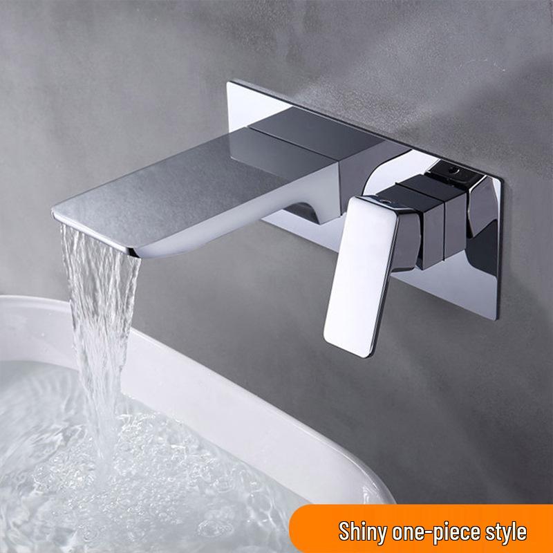 All-Copper Concealed Wall-Mounted Waterfall Basin Faucet (Hot & Cold)