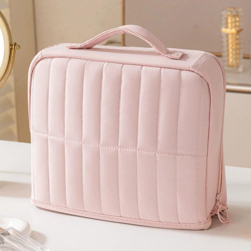 Large Capacity Portable Standing Makeup Bag Travel Toiletry Bag Cosmetic Brush Organizer Handheld Stationery Storage Pouch