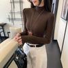 T-shirt Invernale da Donna Grigia a Collo Alto Slim-Fit Manica Lunga - Stile Trendy 2026