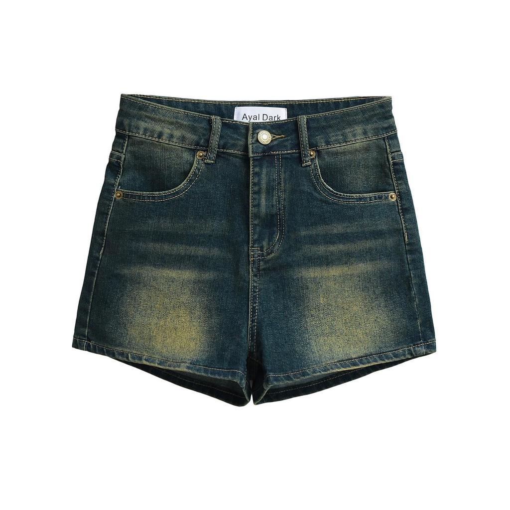 Women's High-Waisted Elastic A-Line American Retro Denim Shorts - Spring & Autumn
