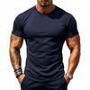 Men Breathable Quick Dry Elastic Solid Sports Fitness Casual Short Sleeve T Shirt