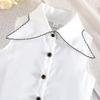 2PCS Baby Girl Sleeveless Shirt & Plaid Pleated Skirt Set, Preppy Style Casual Outf