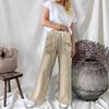 2025 New Autumn and Winter Women's Loose Striped Pocket Fashion Casual Wide Leg Pants for Women