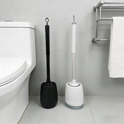 Wall-Mounted Toilet Brush Set with Base and Long Handle, Punch-Free Design for Effective Bathroom Cleaning