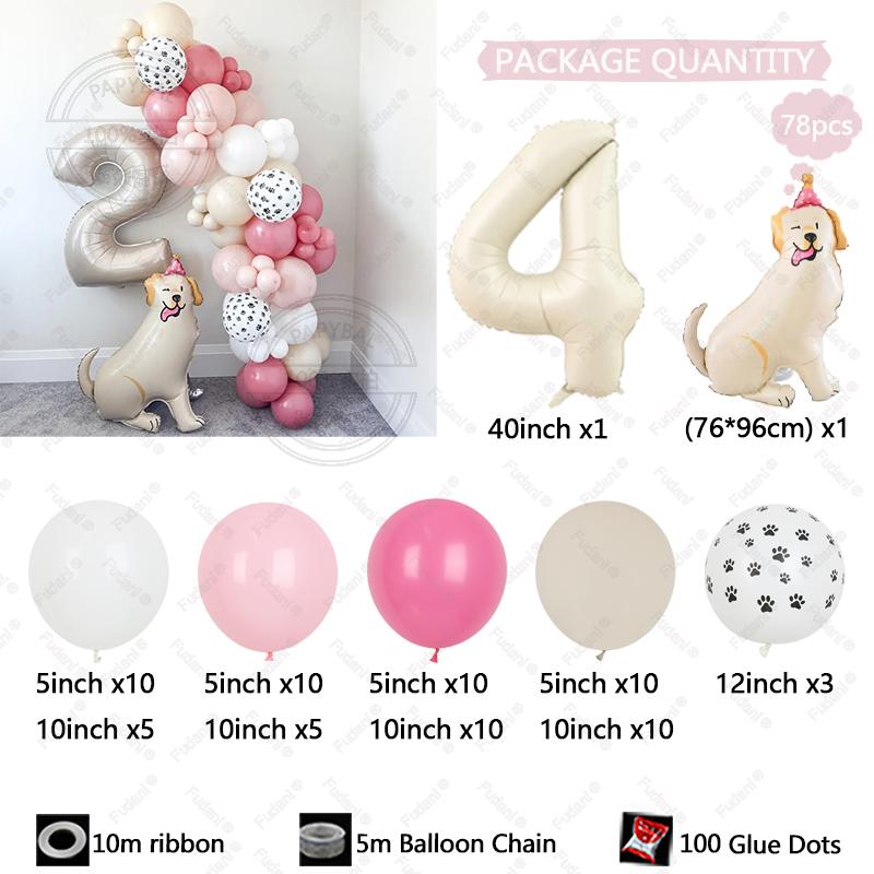 78pcs New Standing 3D Cartoon Dogs Claw Bulldog Shepherd Poodle Puppy Pet Theme Birthday Party Decoration Forest Animals Balloon