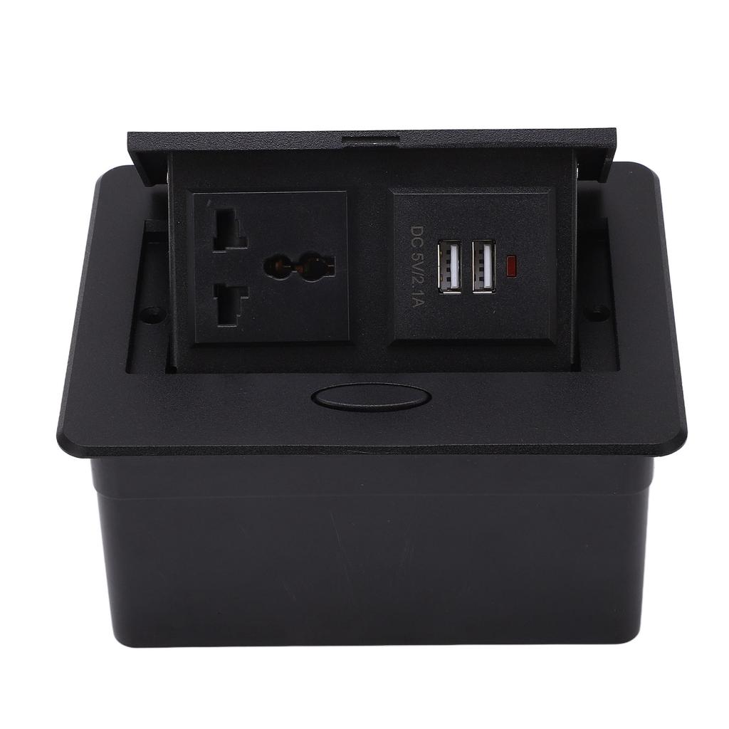 Concealed Table Outlet Power Strip 2 USB Ports Universal Bounce Desktop Socket 250V for Office School
