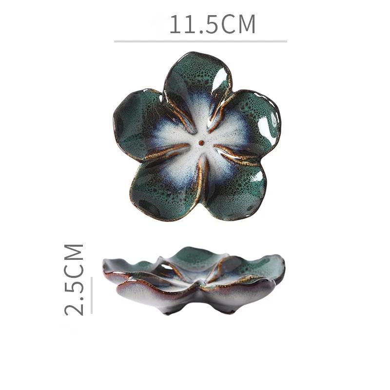Retro Kiln-Baked Ceramic Petal-Shaped Dipping Plate, Lightweight Seasoning & Sauce Dish for Home & Restaurant Use
