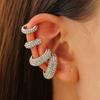 Retro Fashion C-Shaped Bling Ear Clips with Colored Diamonds - Trendy No-Pierce Earrings