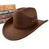 Men'S And Women'S Cowboy Hats Woolen One-Word Top Fashion Punched Hat Jazz Hat Big-Brimmed Top Hat