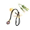 Adjustable Natural Black Stone Mesh Necklace with Woven Bag - Sweater Chain N168