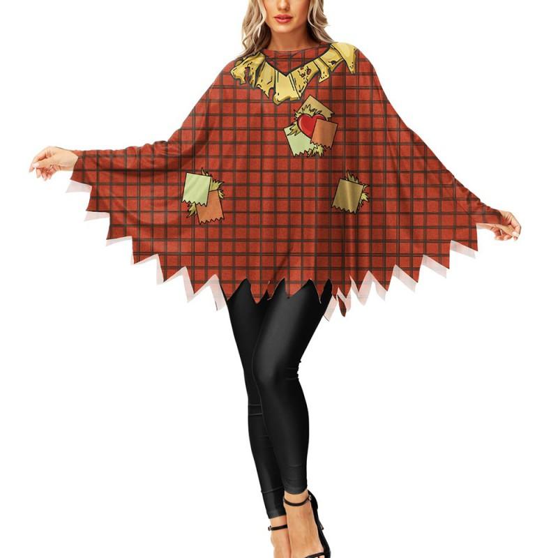 Halloween Cape Pumpkin Spider Skull Ghost Print Cloak Party Cosplay