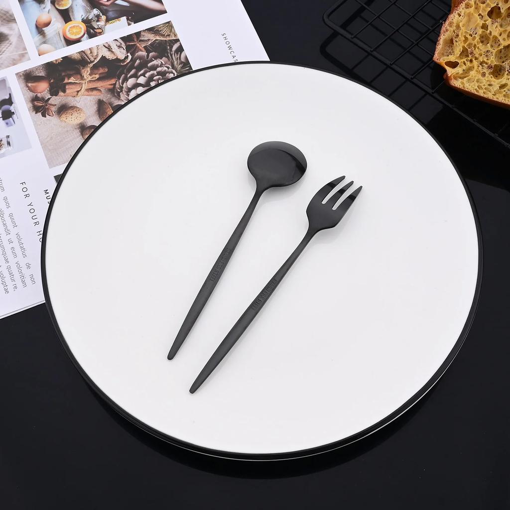 20Pcs/Set Rose Gold Cutlery Set Stainless Steel Tableware Knife Cake Fork Spoon Dinnerware Set Kitchen Flatware Silverware