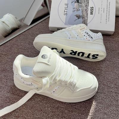 Versatile Platform Casual Sports Board Shoes Spring New Niche Original Beige Printed Bread Shoes