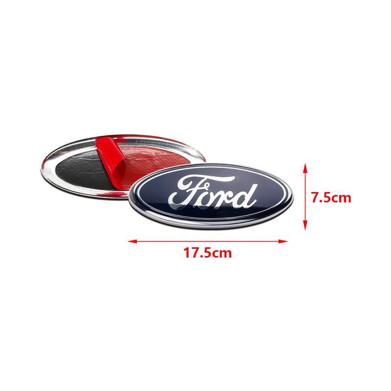11.3~22.5cm Metal Car Front Hood Emblem Rear Trunk Badge Cover Blue Edge Sticker For Ford Fiesta Mondeo Focus Fusion Escape
