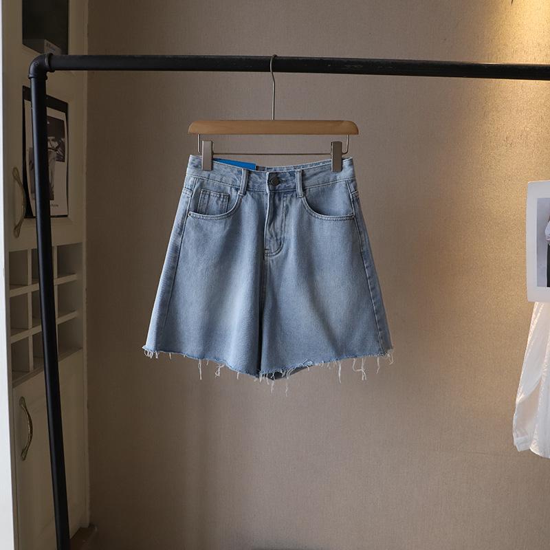 2025 Léto Korejský styl Vysoký pas Surový okraj Široké nohavice A-linie Šortky