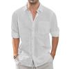 Summer Men's Collar Pocket Short Sleeved Cardigan Solid Color Shirt Top