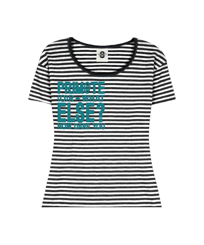 PRIMATE Else U-Neck Striped Slim Fit Short Sleeve T-Shirt 3 Colors