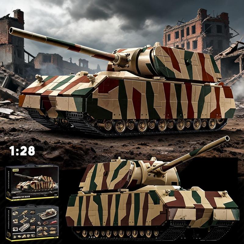 2688PCS Panzer VIII Maus Super-Heavy Tank Building Blocks – Camouflage of Military Vehicles Model Kit, Desktop Decor for Adults