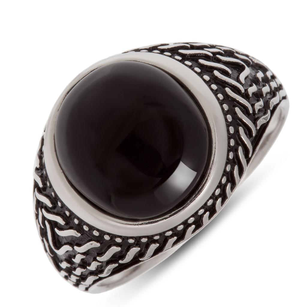 Sølvring 'Torgal' sølv onyx for menn (rhodium) - 15x13mm