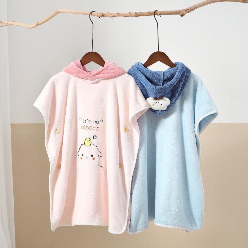 Kids Hooded Bath Robe Towel Poncho Quick Dry Absorbent Baby Swimming Shower Bathrobe