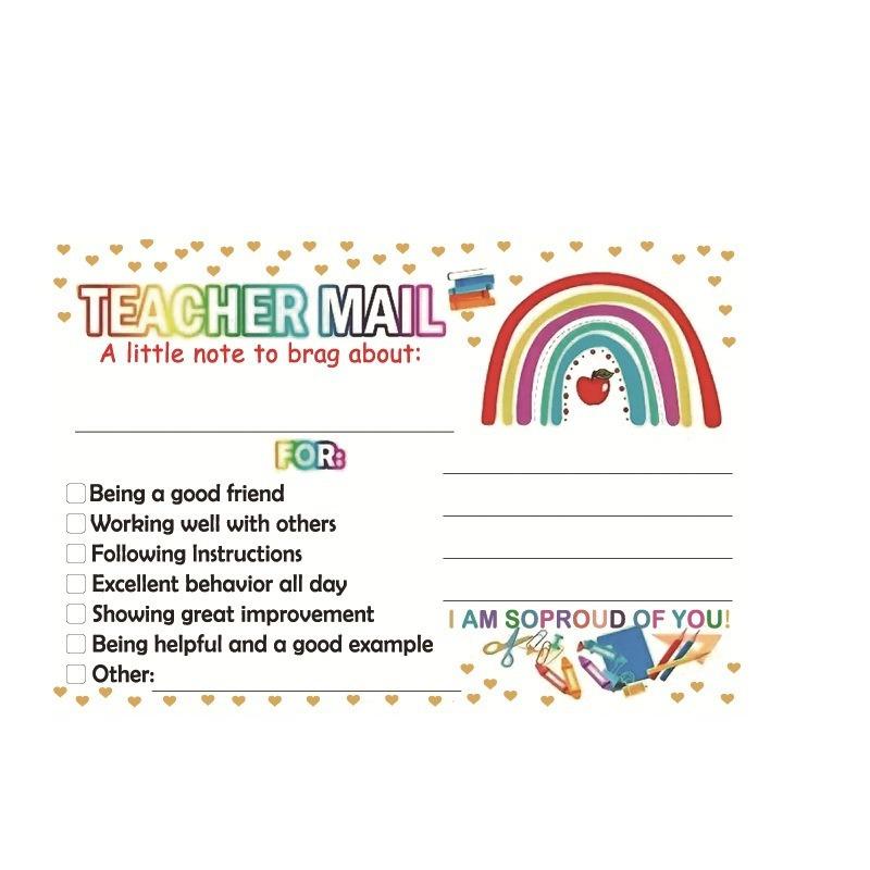 50pcs Rainbow Teacher Incentive Cards - Positive Behavior Motivation Notes for Students - Classroom Rewards