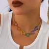 Hip Hop Bunte Liebesherz Kurze Choker Halsketten für Frauen Süße Rock Metal Sprüh Halskette Mädchen Y2K Schmuck Zubehör Neu