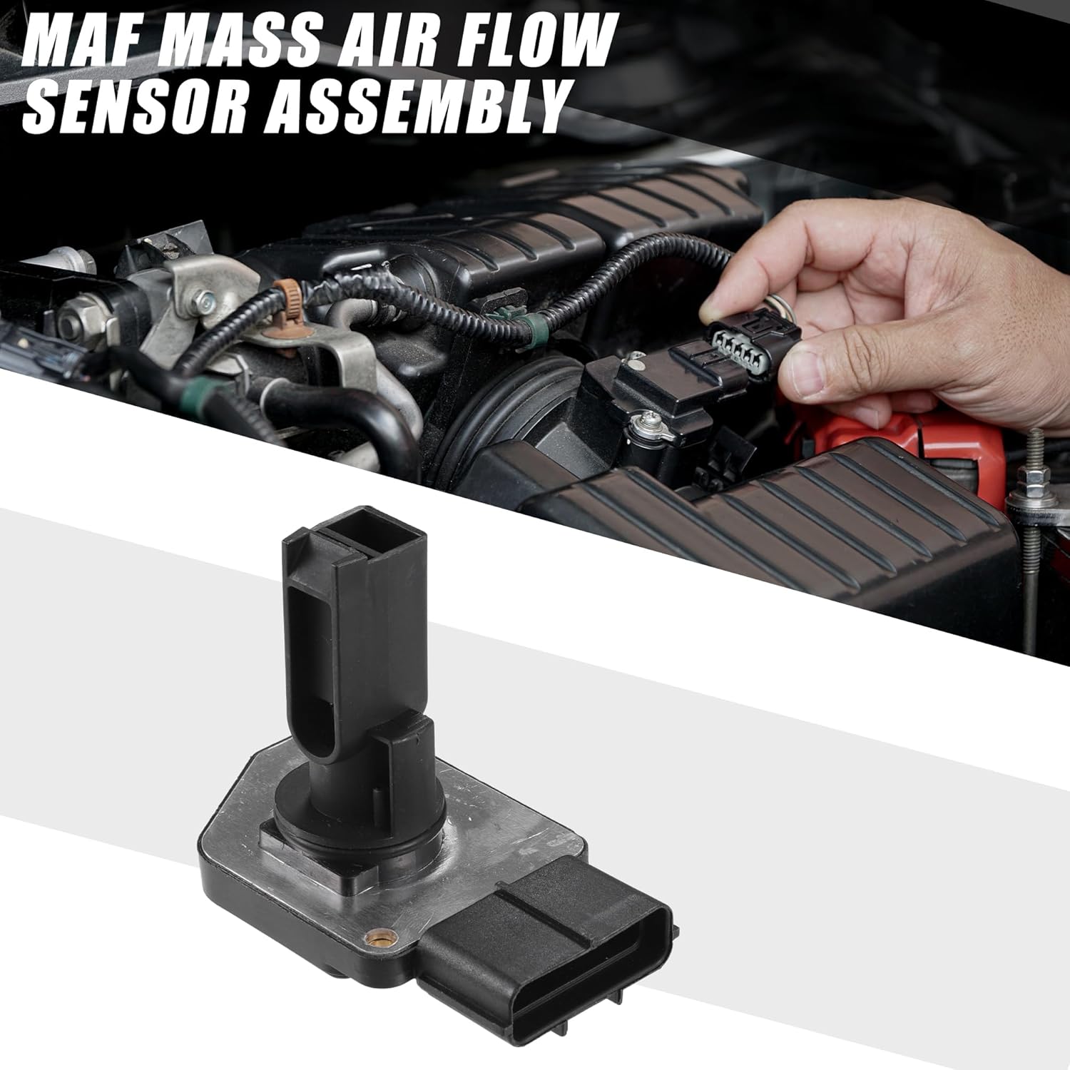 MAF Sensor No.3L7U12B579AA MAF Mass Air Flow Sensor for Ford Expedition 2003-2004 Plastic Black