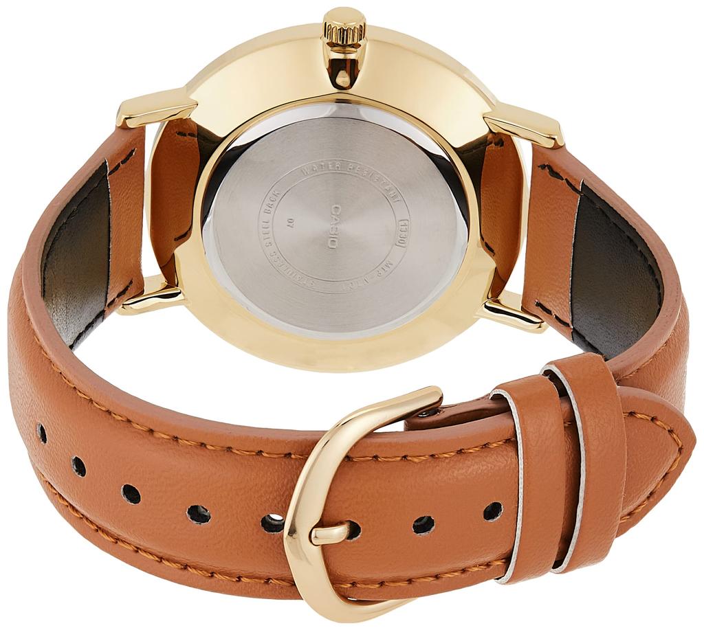 Casio Minimalist Brown Leather Band Burgundy Dial Analog One Analog Quartz MTP-VT01GL-5B Men's Gold-Tone Three-Hand Watch, Blue, Size, Watch,