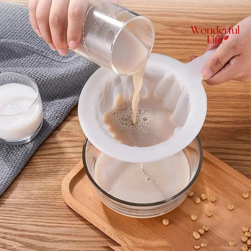 Siatka Filtrująca Nylonowa Wielokrotnego Użytku 200 Mesh 400 Mesh Łyżka Durszlak Sito Mleko Sojowe Sok Kawa Filtr do Żywności Durszlak Kuchenny