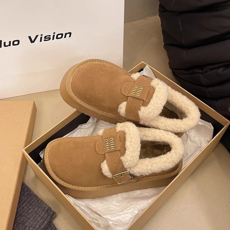 Kort snökänga med tjock sula för dam, sammetsfodrad, varm, enpedals, höst- och vinternyhet, Doudou bomullsskor