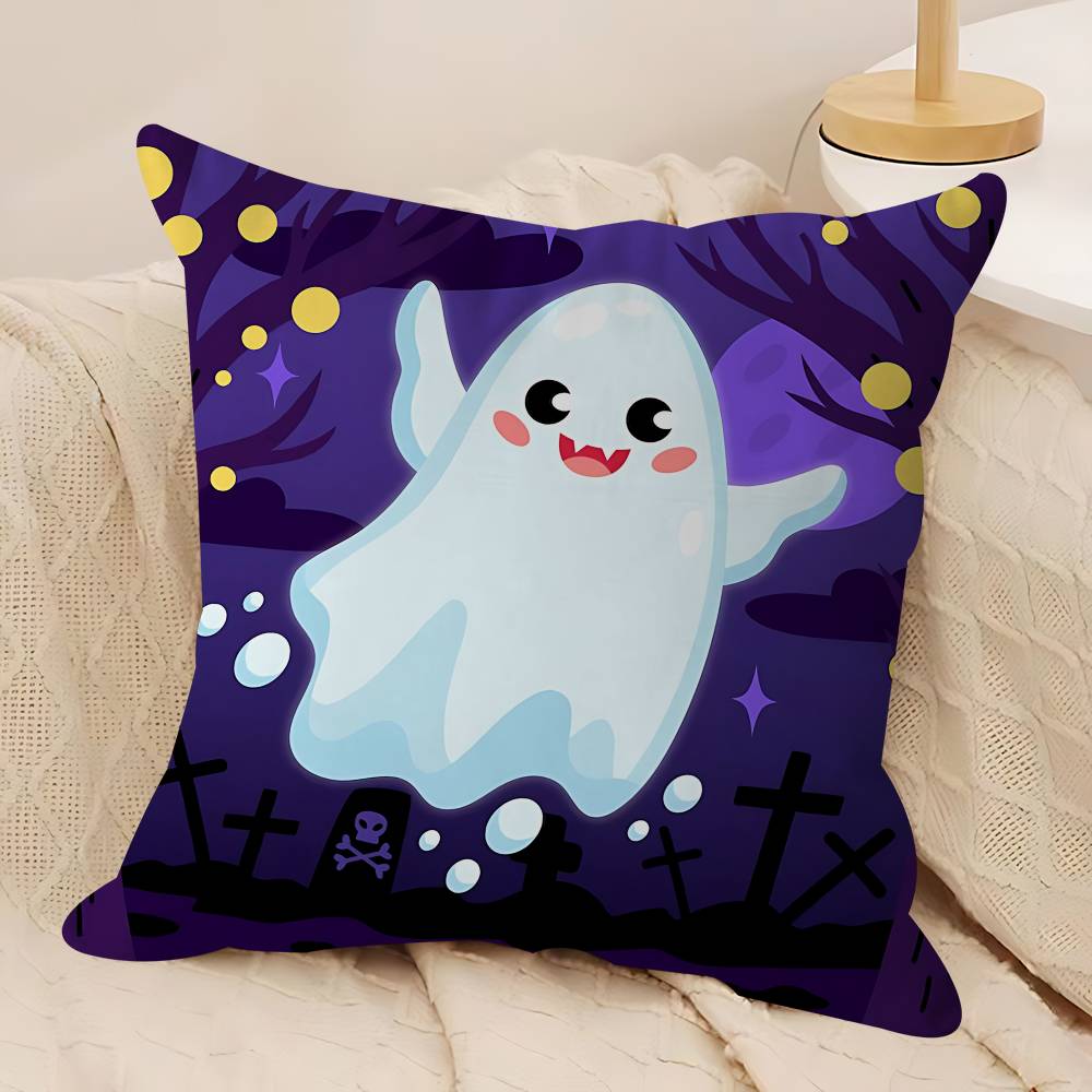 

Cartoon Halloween Ghost Pillow Cushion Cover Pillowcase Living Room Sofa Home Decor Customized 12x12Inch