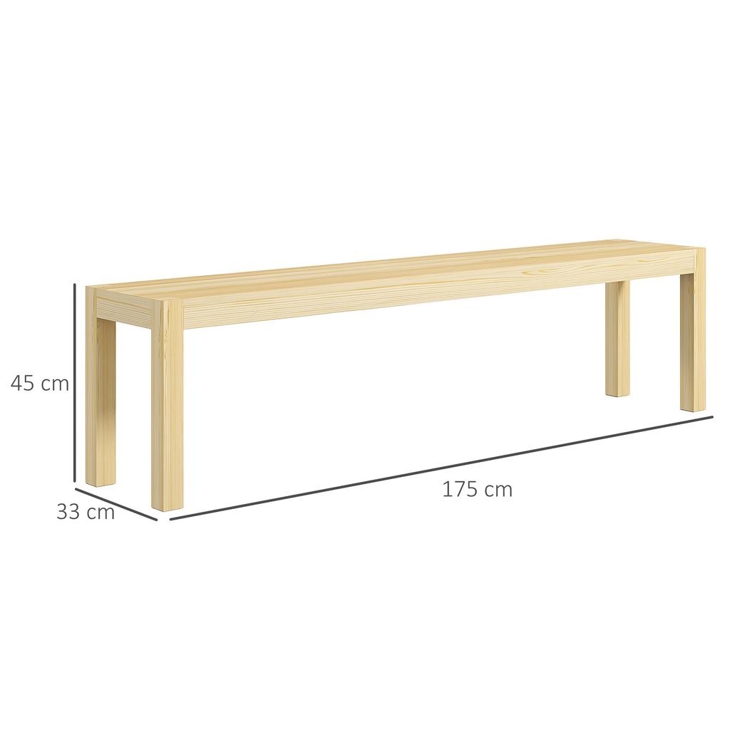Bank, Sitzplatz für 3 Personen, bis zu 330 kg, Kiefernholz, 175x33x45 cm