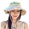American Colorful Breasted Women's Summer Versatile Big Hat Showing Face Small Hiking Hat Big Face Slim Hat Trendy Fisherman's Hat