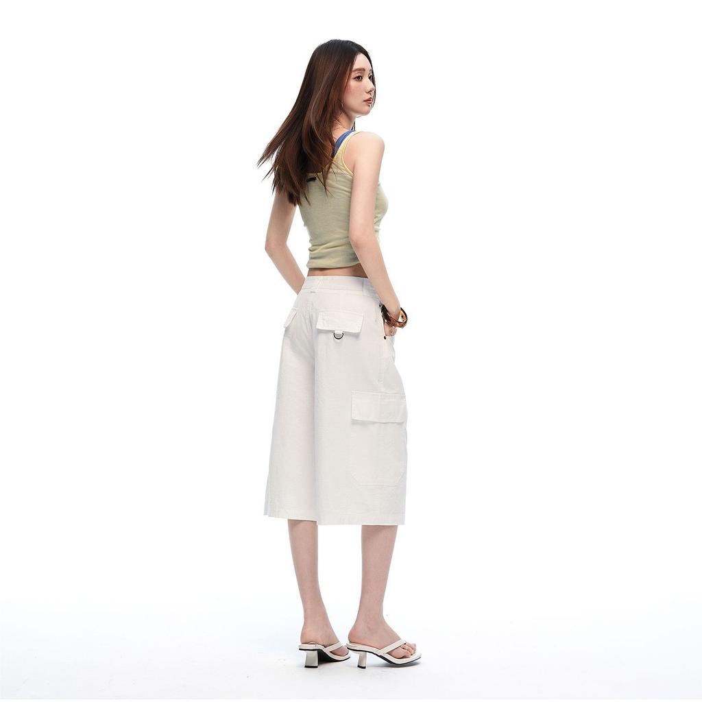 High Waist Loose Multi Pocket Cropped Capri Pants For Women Casual Trousers Trendy Versatile Loose Straight Slimming FigureFlattering Style