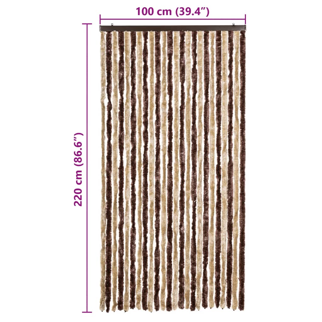 Vidaxl Insect Curtain, Beige And Light Brown, 100X220 Cm, Chenille