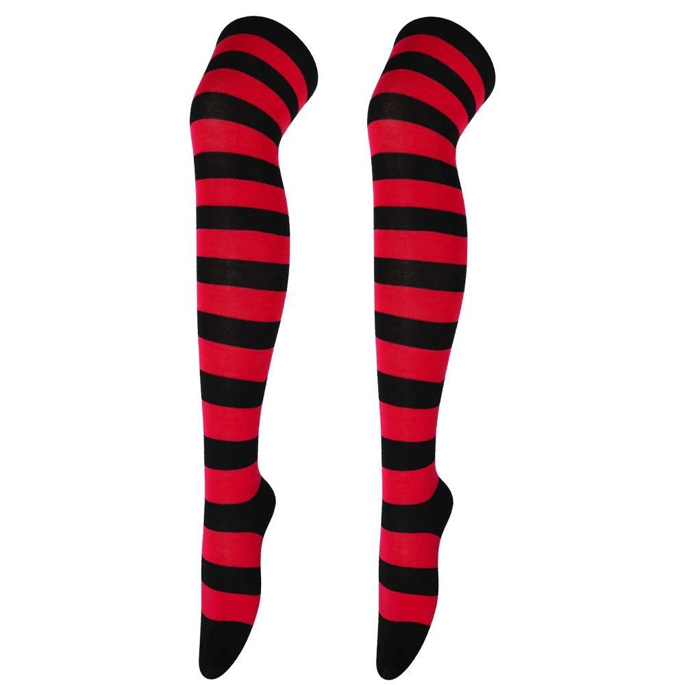 A Pair of Striped Long Stockings Cross-border New Zebra Striped Long Tube Knitted Socks Lolita Girls Knee High Thigh Socks