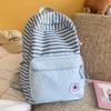 Cartella: Zaino scolastico a righe blu e pois blu mare, zaino da campus alla moda, grande capacità, leggero, zaino versatile ed elegante