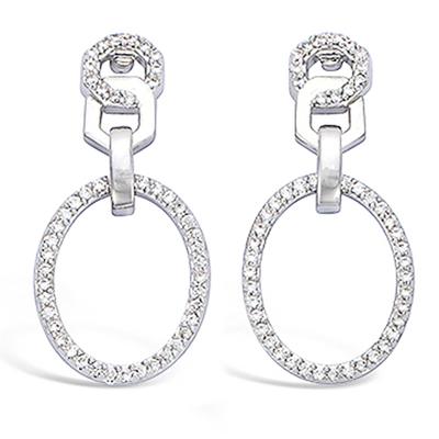 [L7464] - Silver Earrings 'Sissi' Silver White (rhodium-plated) - 28x12 Mm