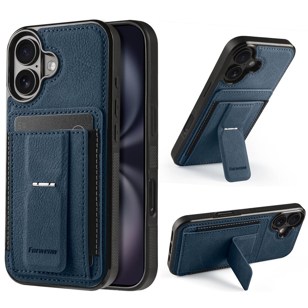 Luxury Business Magnetic Cards Solt Leather Phone Case for iPhone 17 Pro Max 16 Plus 15 14 13 12 11 Invisible Bracket Cover