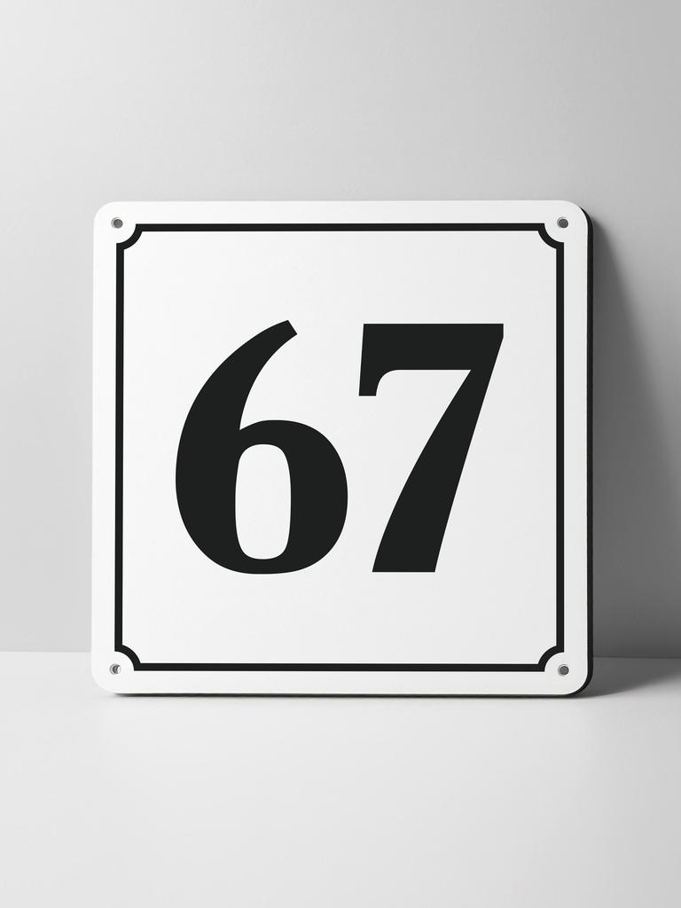 Metal Sign Black House Number On White Background Outdoor Wall Art Decor