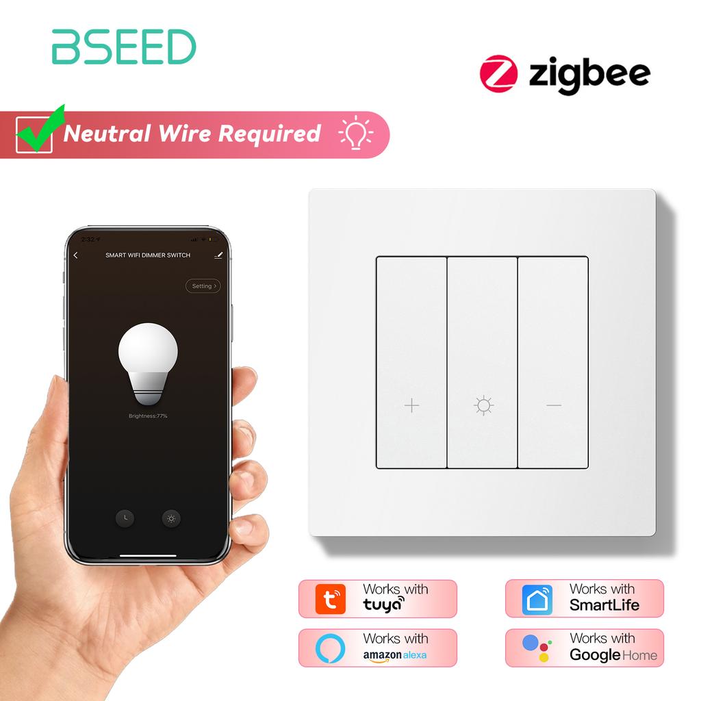 BSEED Zigbee Curtain/Light/Roller/Dimmer Switch Series Wall Smart Click Switches Shutter Backlight Plastic Frame Tuya APP Switch