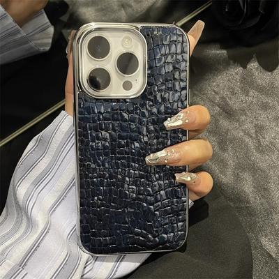 Lüks Parlak Timsah Desenli Kılıf iPhone 16 15 14 13 12 11 Pro Max Plus Kaplama Soğuk Zırh Darbeye Dayanıklı Parlak Renkli Kapak