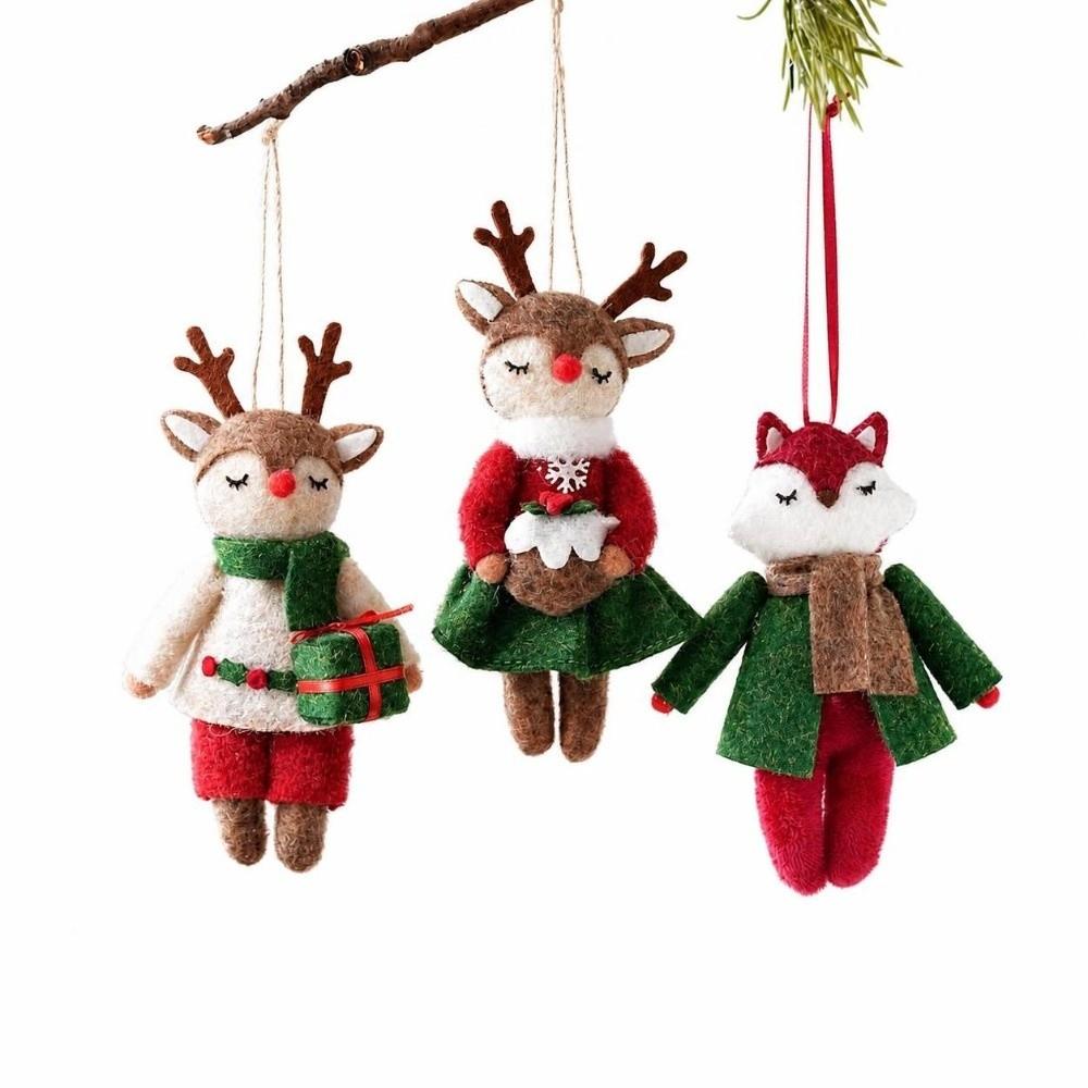Elk Fox Tree Hanger Hanging Rope Xmas Decoration Cute Doll Pendant  Party Layout