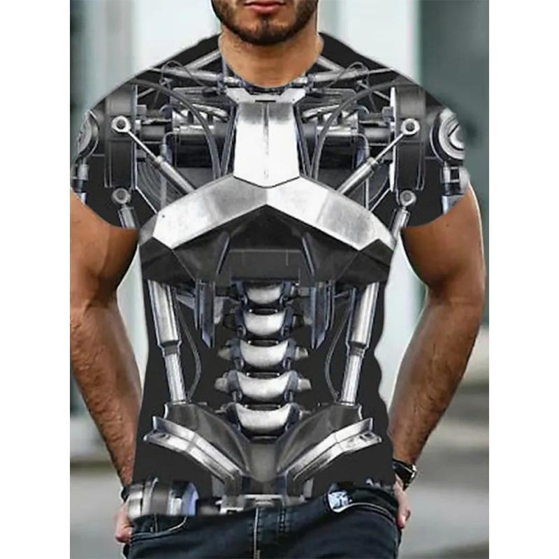 3D Men's T-shirt Fashionable Round Neck Short Sleeved Top Summer New Men's Top