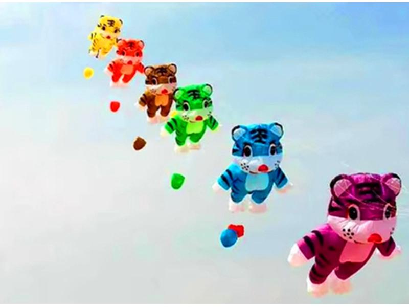 

Мультяшный воздушный змей Тигр: Мягкий подвес, требует компаньона-кайта