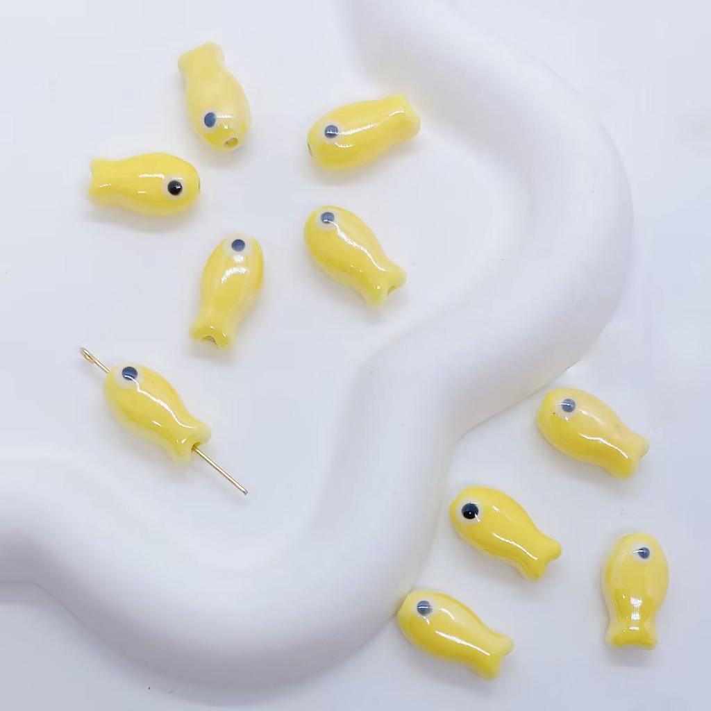 Hand-Painted Small Fish Eye Ceramic Beads for DIY Necklaces & Bracelets